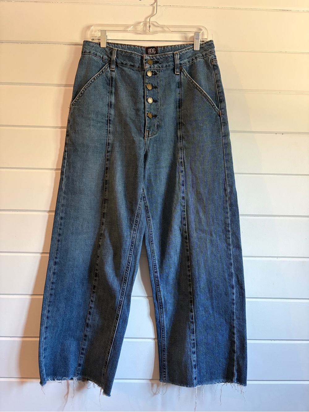 BDG Two-Tone Blue High-Waist Wide Leg Jeans